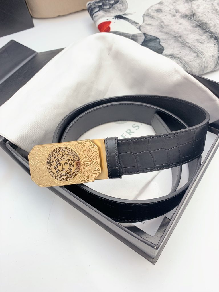 Versace Men’s Belt – Premium Calfskin with Automatic Steel Buckle