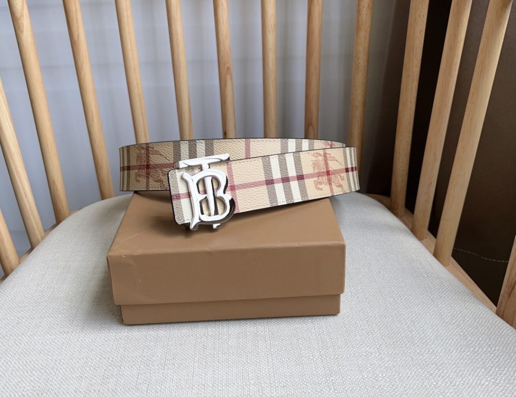 Burberry TB Monogram Leather Belt – 4.0 cm Wide