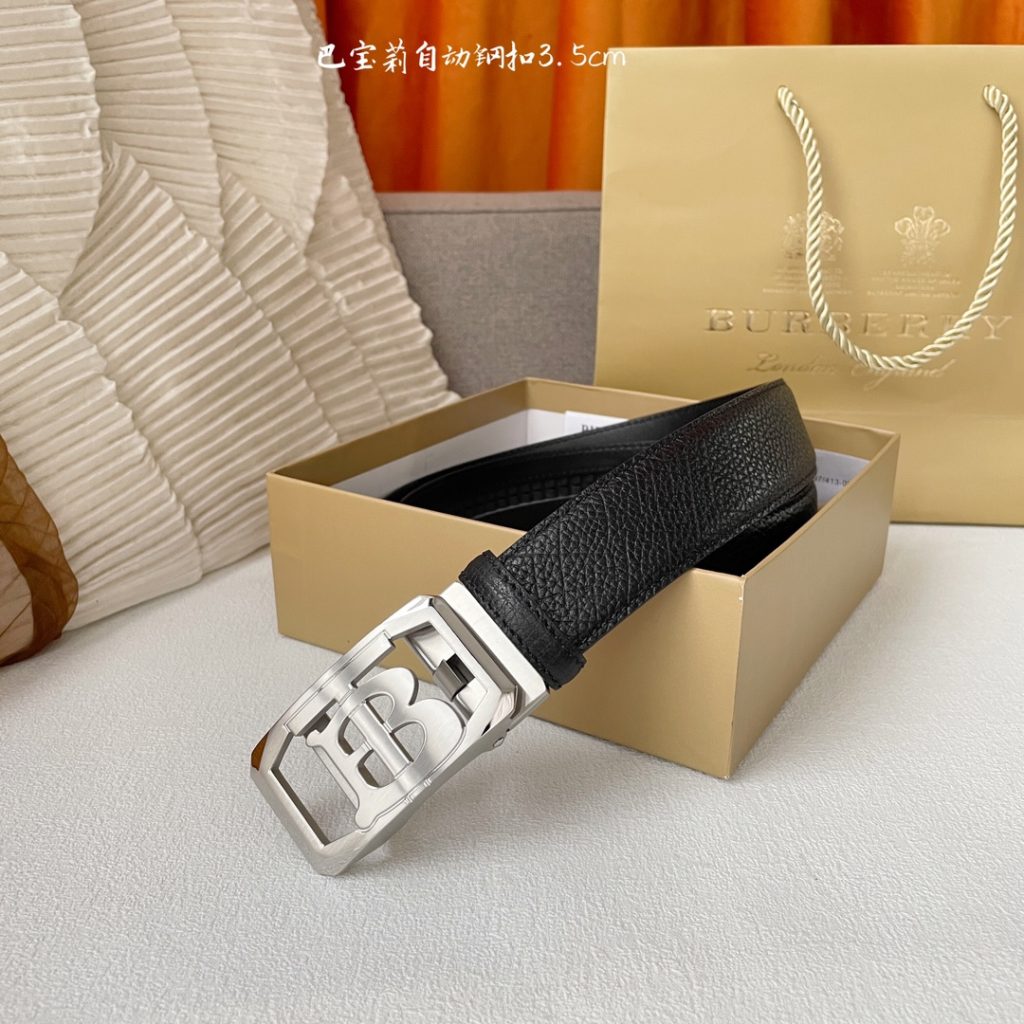 Burberry Litchi Texture Belt – Luxury 3.5cm