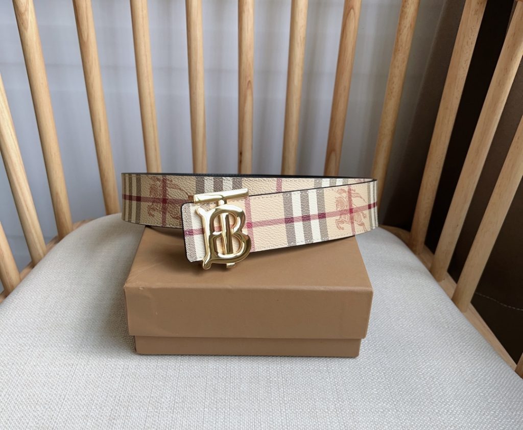 Burberry TB Monogram Leather Belt – 4.0 cm Wide