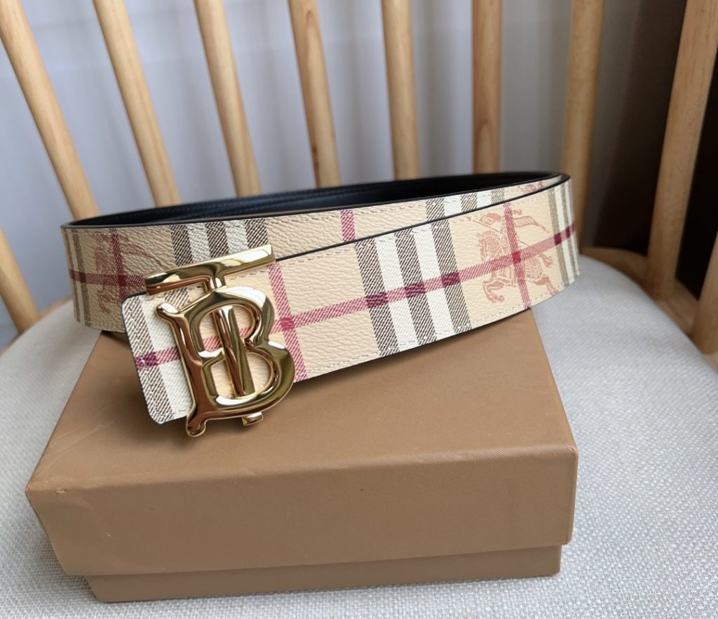 Burberry TB Monogram Leather Belt – 4.0 cm Wide