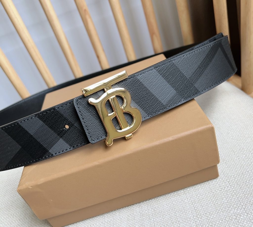 Burberry TB Monogram Leather Belt – 4.0 cm Wide