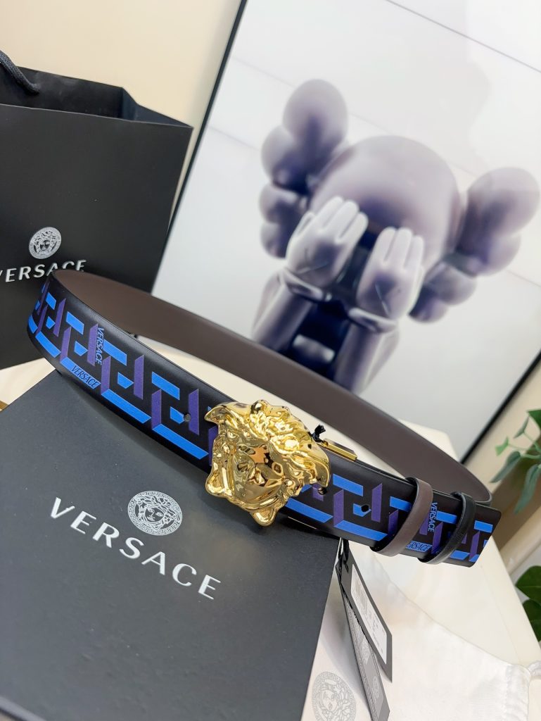 Versace Belt – 4.0 cm Wide with 3D Medusa Buckle