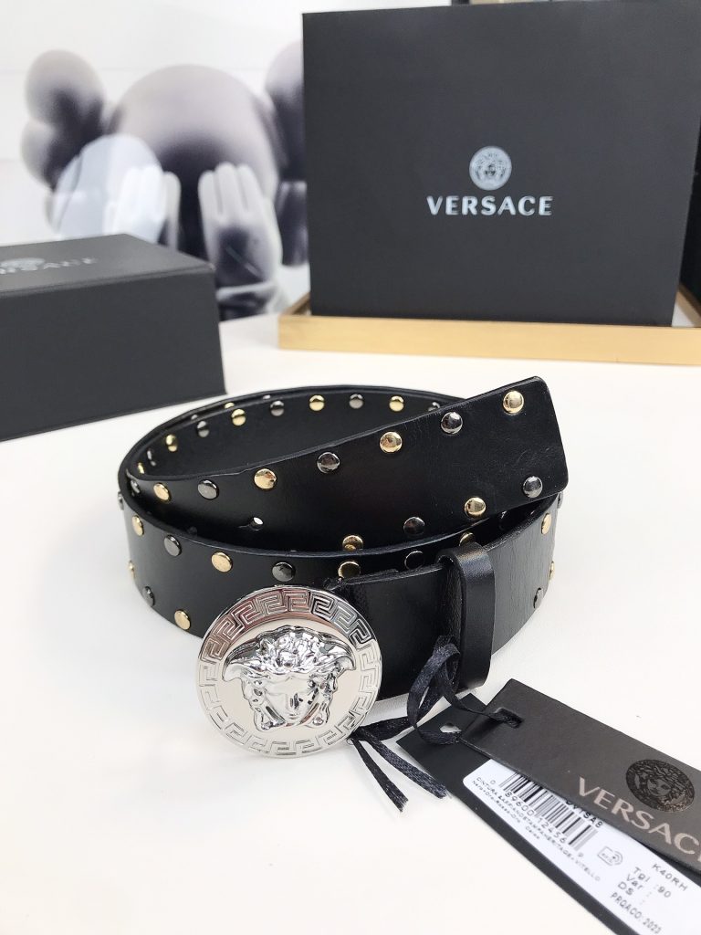 VERSACE 4.0cm Leather Belt with Iconic Medusa Buckle