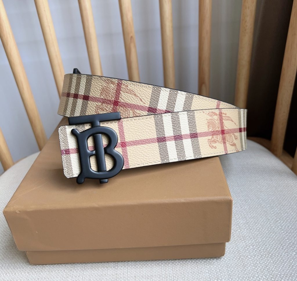 Burberry TB Monogram Leather Belt – 4.0 cm Wide