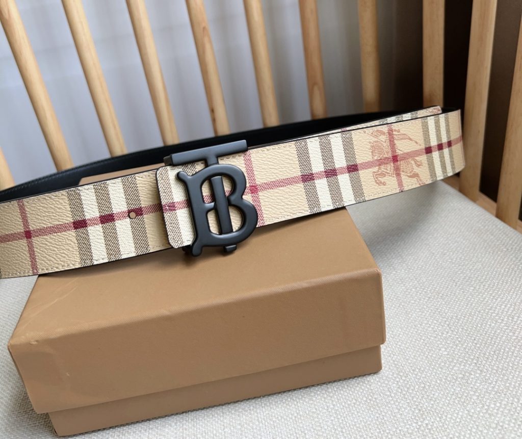 Burberry TB Monogram Leather Belt – 4.0 cm Wide