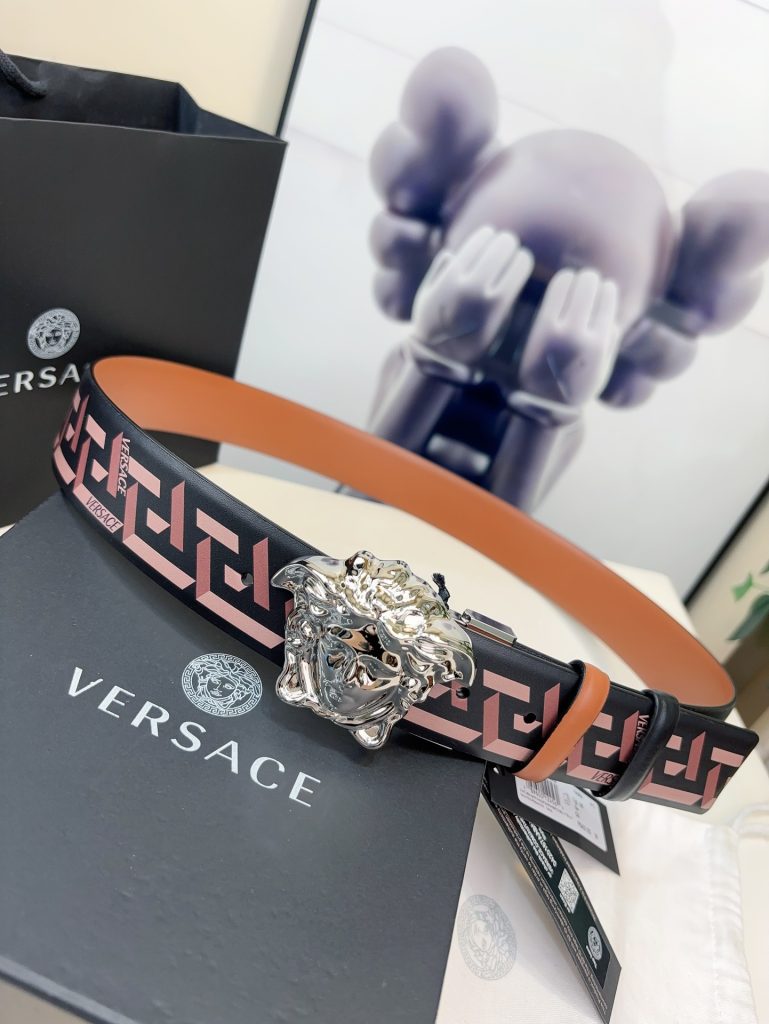 Versace Belt – 4.0 cm Wide with 3D Medusa Buckle