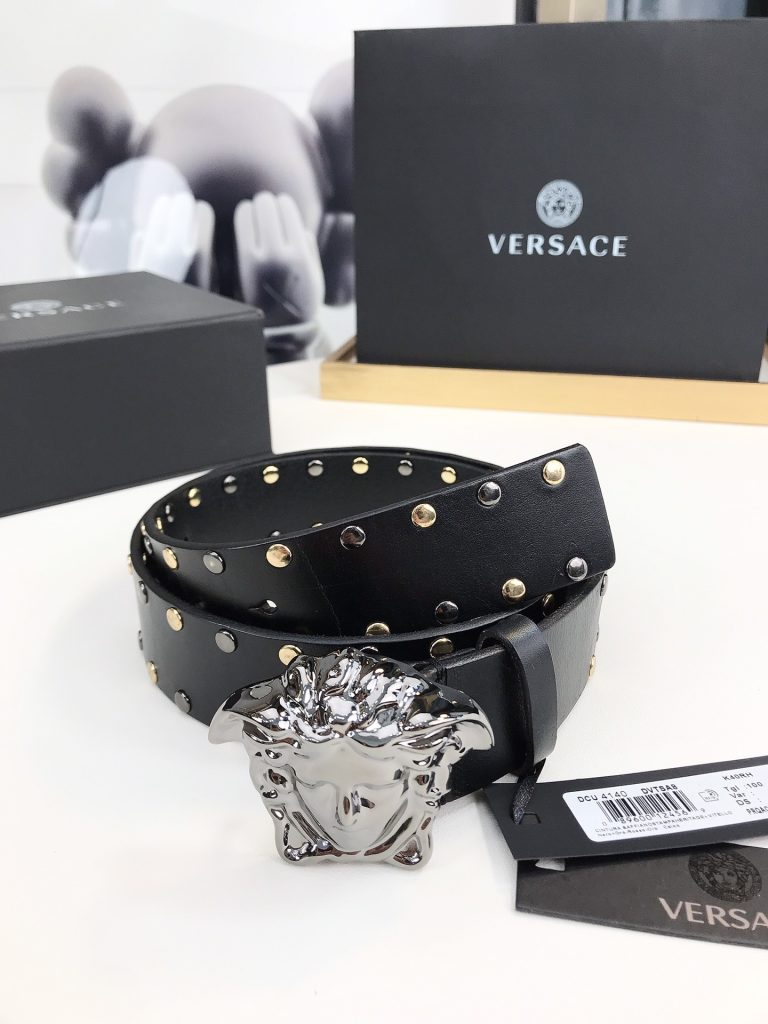 VERSACE 4.0cm Leather Belt with Iconic Medusa Buckle