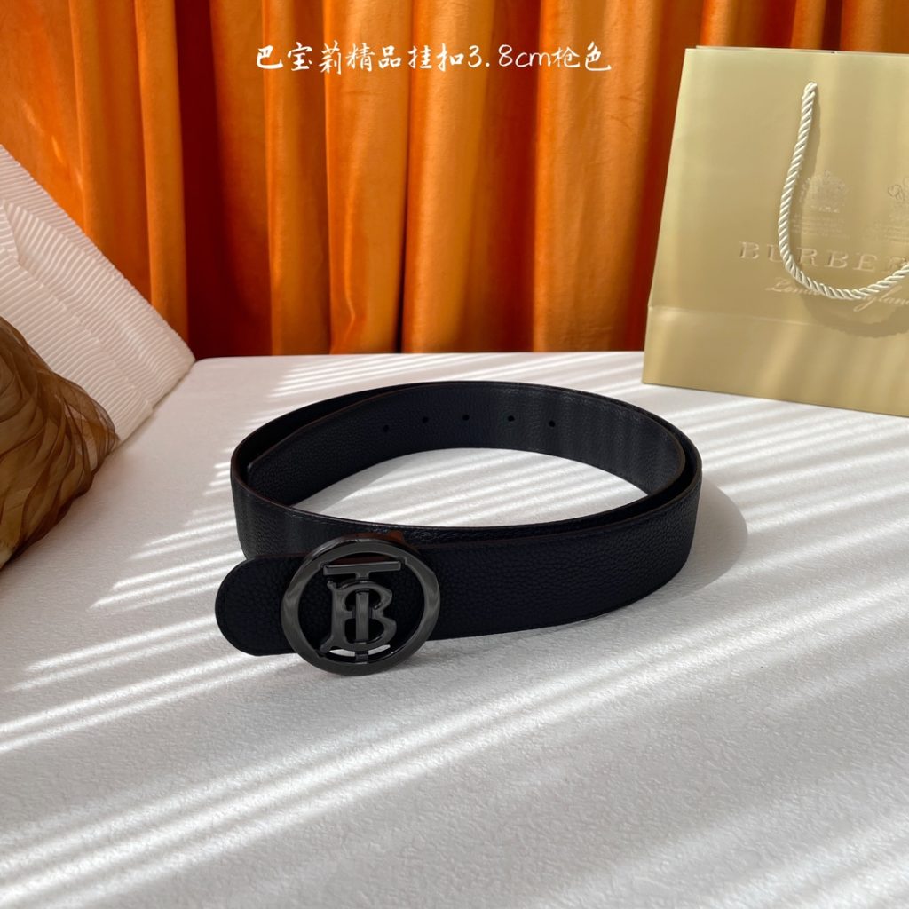 Burberry Litchi Texture Belt – Luxury 3.8cm