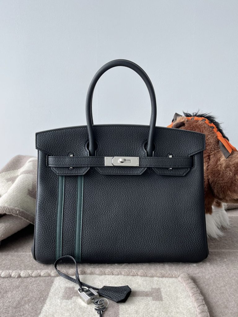 Birkin 30CM Togo 89 Noir + Z6 Malachite PHW