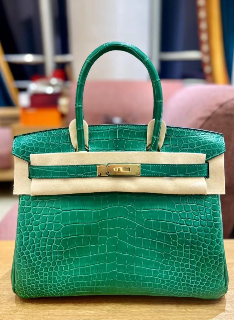 birkin 30CM O6 Vert Jade Porosus Crocodile GHW