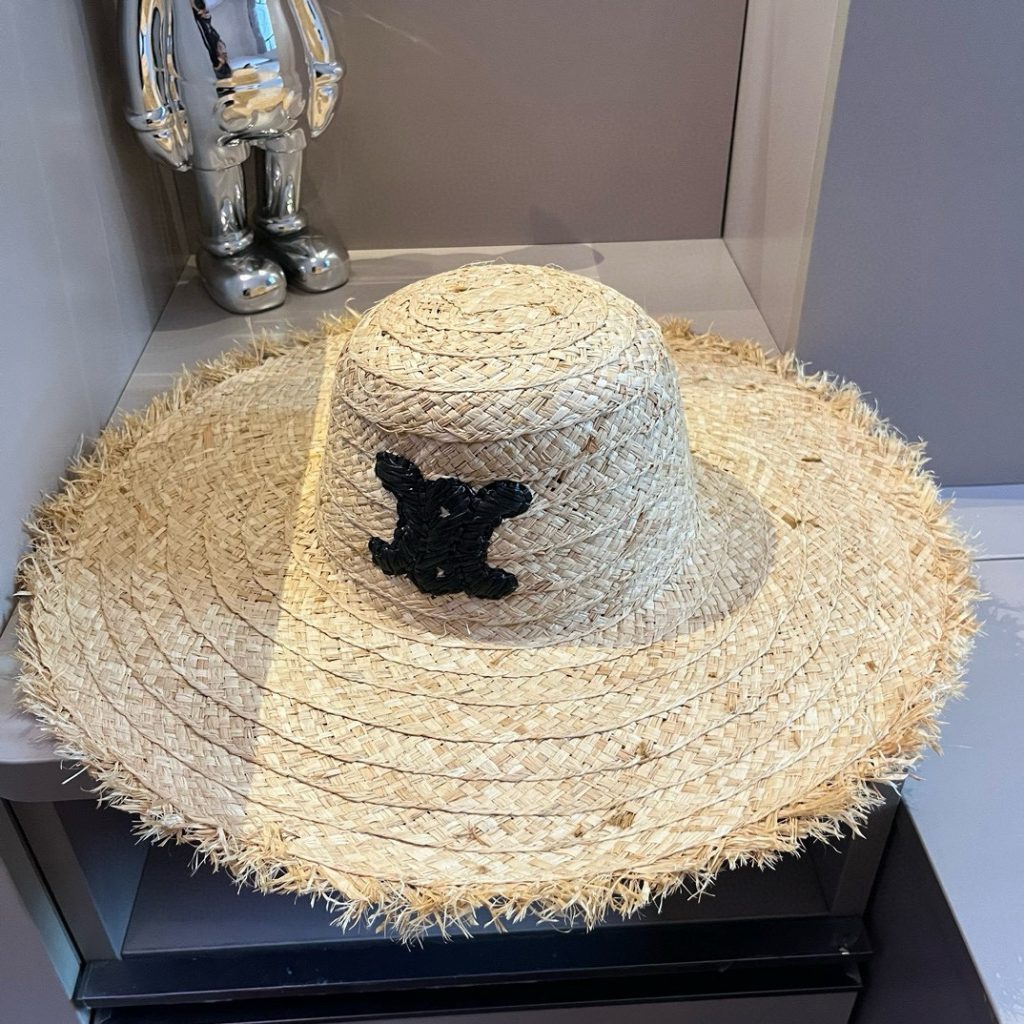 Celine Frayed Raffia Straw Hat