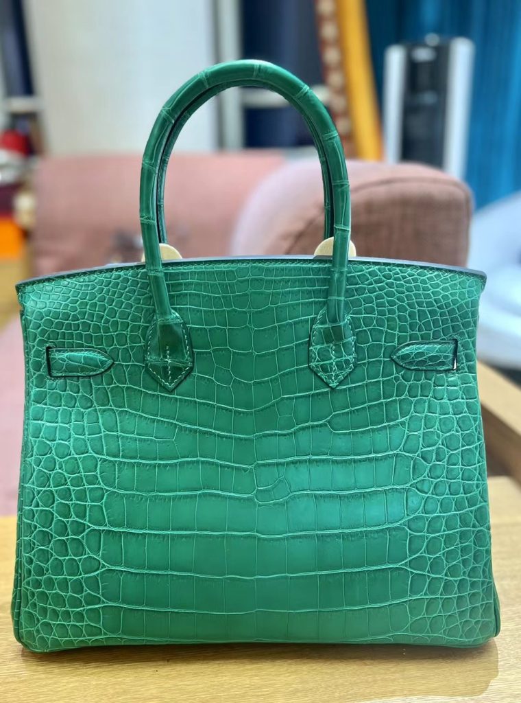 birkin 30CM O6 Vert Jade Porosus Crocodile GHW